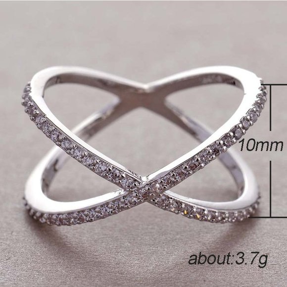⚡ X Shape Manufactures Two Lines Cross Zircon Ring for Women, PD125 - Picture 8 of 8